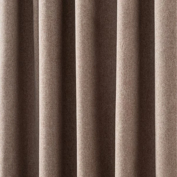 Dunelm Luna Brushed Mocha Blackout Coated Pencil Pleat Curtains 5 Dunelm Luna Brushed Mocha Blackout Coated Pencil Pleat Curtains - Image 3
