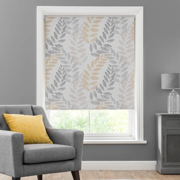 Dunelm Leah Leaf Ochre Blackout Roller Blind 3 Dunelm Leah Leaf Ochre Blackout Roller Blind