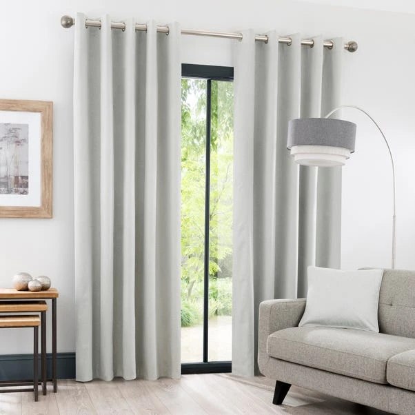 Dunelm Luna Brushed Dove Grey Blackout Eyelet Curtains 4 Dunelm Luna Brushed Dove Grey Blackout Eyelet Curtains - Image 2
