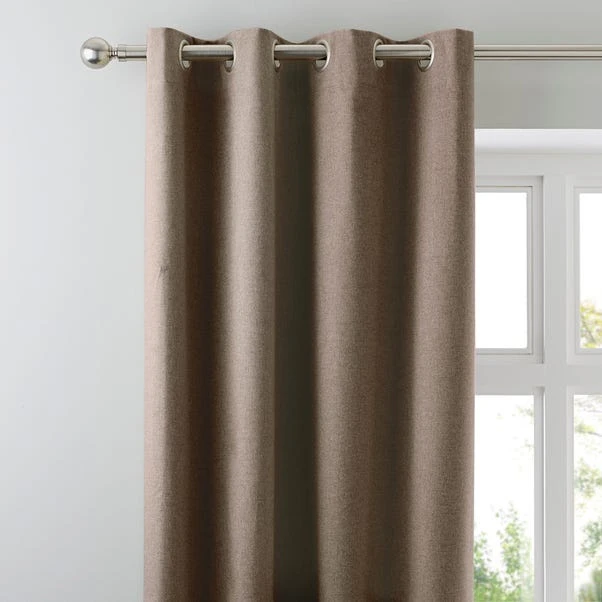 Dunelm Luna Brushed Mocha Blackout Eyelet Curtains 3 Dunelm Luna Brushed Mocha Blackout Eyelet Curtains