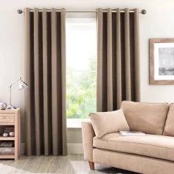 Dunelm Luna Brushed Mocha Blackout Eyelet Curtains 9 Dunelm Luna Brushed Mocha Blackout Eyelet Curtains -Dunelm Shop 30634854 alt01