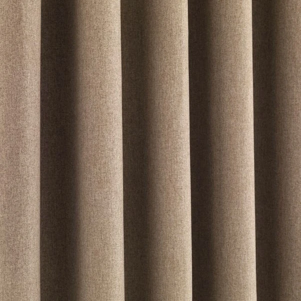 Dunelm Luna Brushed Mocha Blackout Eyelet Curtains 5 Dunelm Luna Brushed Mocha Blackout Eyelet Curtains - Image 3