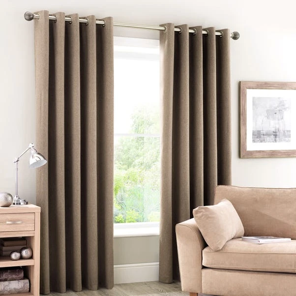 Dunelm Luna Brushed Mocha Blackout Eyelet Curtains 6 Dunelm Luna Brushed Mocha Blackout Eyelet Curtains - Image 4