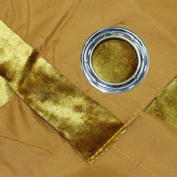 Verona Ochre Velvet Eyelet Curtains 5 Verona Ochre Velvet Eyelet Curtains - Image 3