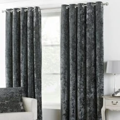 Verona Pewter Velvet Eyelet Curtain