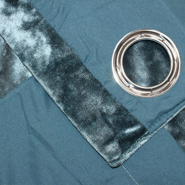 Verona Teal Velvet Eyelet Curtains 5 Verona Teal Velvet Eyelet Curtains - Image 3