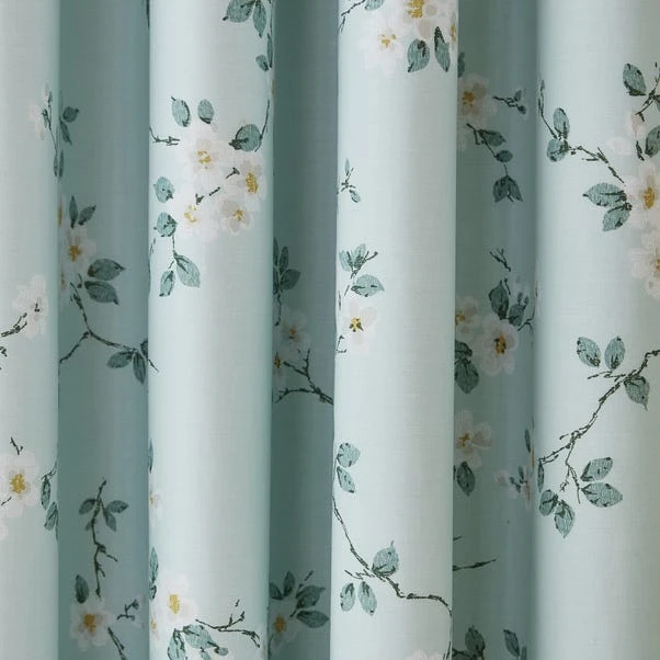 Dunelm Edith Duck Egg Floral Blackout Eyelet Curtains 5 Dunelm Edith Duck Egg Floral Blackout Eyelet Curtains - Image 3