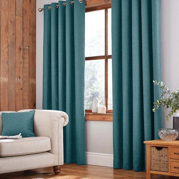 Dunelm Jennings Peacock Thermal Eyelet Curtains 4 Dunelm Jennings Peacock Thermal Eyelet Curtains - Image 2