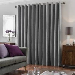 Luxury Collection Oxford Dove Grey Chenille Eyelet Curtains -Dunelm Shop 30649650 alt04
