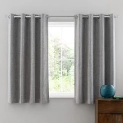Luxury Collection Oxford Dove Grey Chenille Eyelet Curtains -Dunelm Shop 30649650 alt05