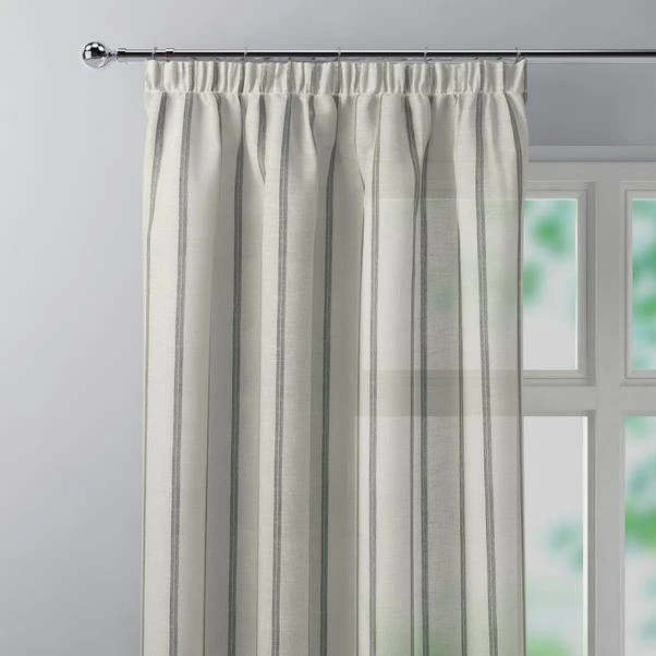 Dunelm Boucle Stripe Charcoal Tape Top Single Voile Panel 3 Dunelm Boucle Stripe Charcoal Tape Top Single Voile Panel