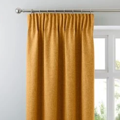 Dunelm Jennings Ochre Thermal Pencil Pleat Curtains