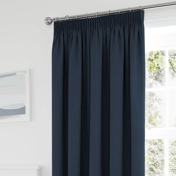 Dunelm Tyla Navy Blackout Pencil Pleat Curtains 3 Dunelm Tyla Navy Blackout Pencil Pleat Curtains