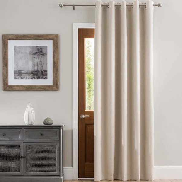 Dunelm Luna Brushed Natural Blackout Eyelet Door Curtain 4 Dunelm Luna Brushed Natural Blackout Eyelet Door Curtain - Image 2