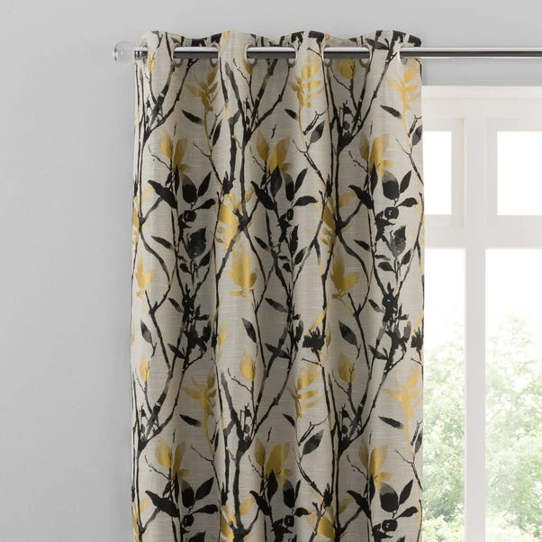 Dunelm Zen Gold Jacquard Eyelet Curtains 3 Dunelm Zen Gold Jacquard Eyelet Curtains
