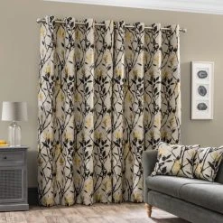 Dunelm Zen Gold Jacquard Eyelet Curtains 11 Dunelm Zen Gold Jacquard Eyelet Curtains -Dunelm Shop 30651298 alt04