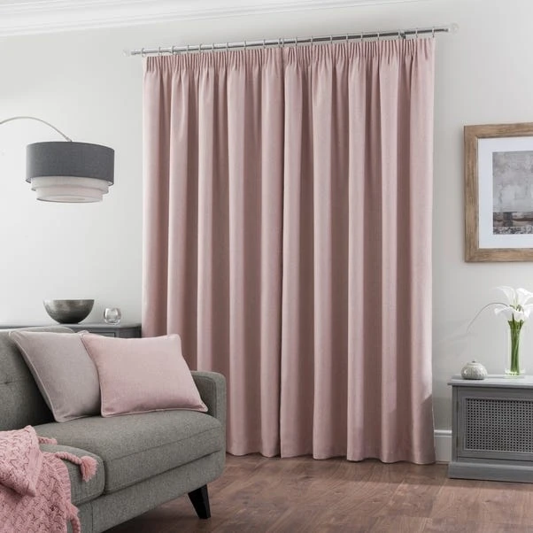 Dunelm Luna Brushed Blush Blackout Pencil Pleat Curtains 6 Dunelm Luna Brushed Blush Blackout Pencil Pleat Curtains - Image 4