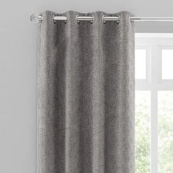 Luxury Collection Abstract Chenille Dove Grey Eyelet Curtains