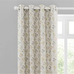 Luxury Collection Fleur Floral Jacquard Ochre Eyelet Curtains