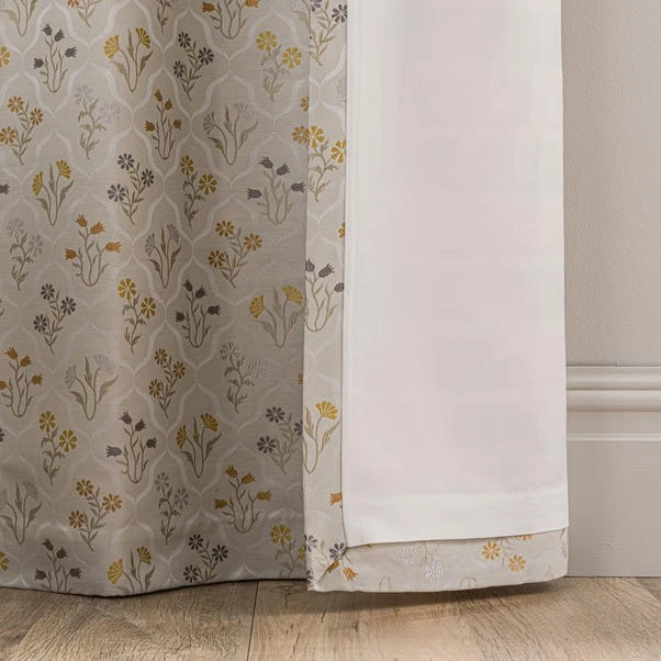 Luxury Collection Fleur Floral Jacquard Ochre Eyelet Curtains 8 Luxury Collection Fleur Floral Jacquard Ochre Eyelet Curtains - Image 6