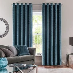 Dunelm Valencia Velvet Geometric Teal Eyelet Curtains 9 Dunelm Valencia Velvet Geometric Teal Eyelet Curtains -Dunelm Shop 30670266 alt01