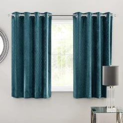 Dunelm Valencia Velvet Geometric Teal Eyelet Curtains 12 Dunelm Valencia Velvet Geometric Teal Eyelet Curtains -Dunelm Shop 30670266 alt05