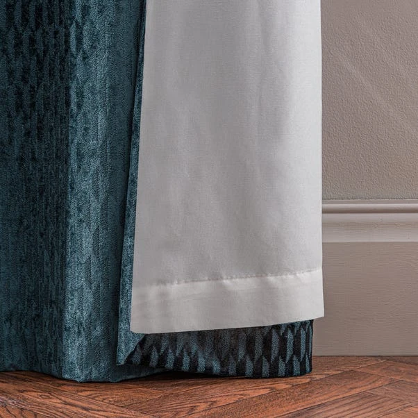 Dunelm Valencia Velvet Geometric Teal Eyelet Curtains 8 Dunelm Valencia Velvet Geometric Teal Eyelet Curtains - Image 6