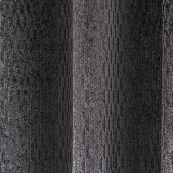 Dunelm Valencia Velvet Geometric Charcoal Eyelet Curtains 5 Dunelm Valencia Velvet Geometric Charcoal Eyelet Curtains - Image 3