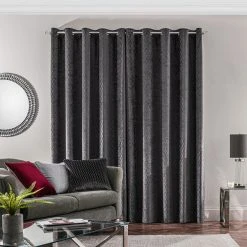 Dunelm Valencia Velvet Geometric Charcoal Eyelet Curtains 11 Dunelm Valencia Velvet Geometric Charcoal Eyelet Curtains -Dunelm Shop 30670278 alt04