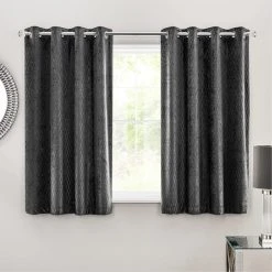 Dunelm Valencia Velvet Geometric Charcoal Eyelet Curtains 12 Dunelm Valencia Velvet Geometric Charcoal Eyelet Curtains -Dunelm Shop 30670278 alt05