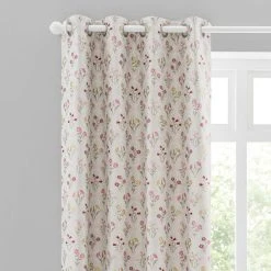 Luxury Collection Fleur Floral Jacquard Pink Eyelet Curtains