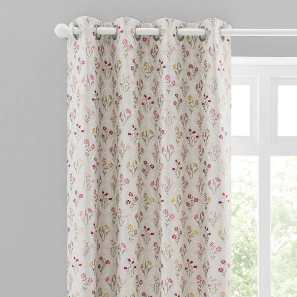 Luxury Collection Fleur Floral Jacquard Pink Eyelet Curtains 3 Luxury Collection Fleur Floral Jacquard Pink Eyelet Curtains