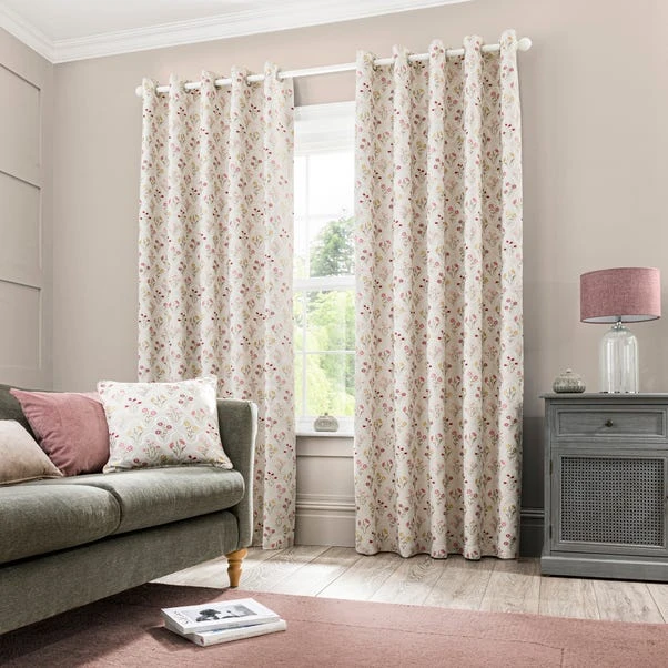 Luxury Collection Fleur Floral Jacquard Pink Eyelet Curtains 4 Luxury Collection Fleur Floral Jacquard Pink Eyelet Curtains - Image 2