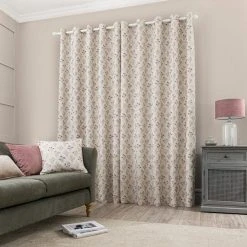Luxury Collection Fleur Floral Jacquard Pink Eyelet Curtains 11 Luxury Collection Fleur Floral Jacquard Pink Eyelet Curtains -Dunelm Shop 30671067 alt04
