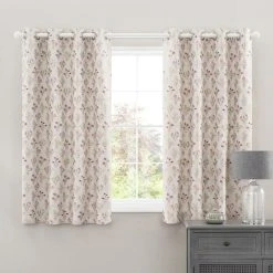 Luxury Collection Fleur Floral Jacquard Pink Eyelet Curtains 12 Luxury Collection Fleur Floral Jacquard Pink Eyelet Curtains -Dunelm Shop 30671067 alt05