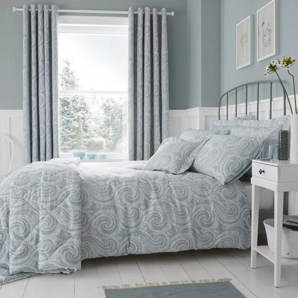 Dunelm Abigail Blue Textured Blackout Eyelet Curtains 4 Dunelm Abigail Blue Textured Blackout Eyelet Curtains - Image 2