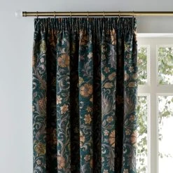 Dunelm Betsy Chenille Jacquard Lagoon Pencil Pleat Curtains