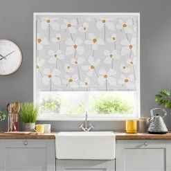 Dunelm Elements Lena Floral Ochre Blackout Roller Blind