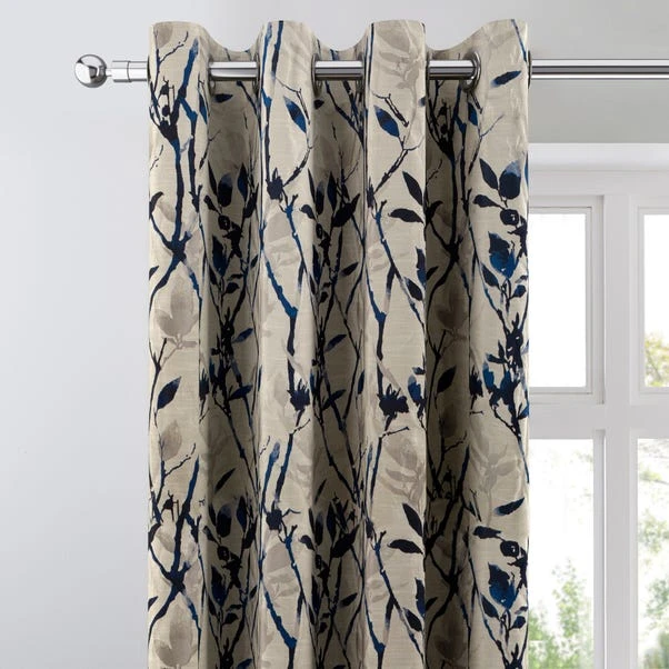Dunelm Zen Blue Jacquard Eyelet Curtains 3 Dunelm Zen Blue Jacquard Eyelet Curtains