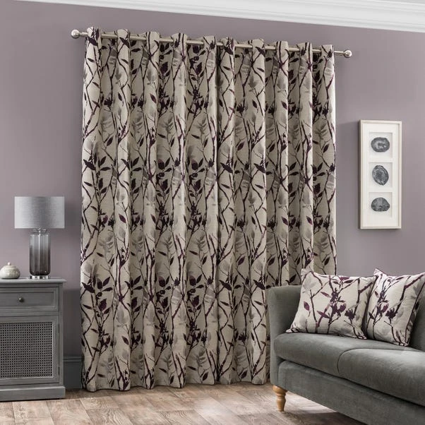 Dunelm Zen Plum Jacquard Eyelet Curtains 6 Dunelm Zen Plum Jacquard Eyelet Curtains - Image 4
