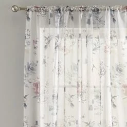 Dunelm Heavenly Hummingbird Dove Grey Slot Top Single Voile Panel