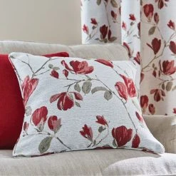 Dunelm Ellis Floral Jacquard Red Pencil Pleat Curtains 12 Dunelm Ellis Floral Jacquard Red Pencil Pleat Curtains -Dunelm Shop 30675444 alt07