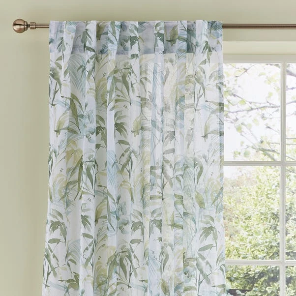 Dunelm Tropical Leaf Green Hidden Tab Top Single Curtain Panel 3 Dunelm Tropical Leaf Green Hidden Tab Top Single Curtain Panel