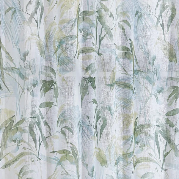 Dunelm Tropical Leaf Green Hidden Tab Top Single Curtain Panel 5 Dunelm Tropical Leaf Green Hidden Tab Top Single Curtain Panel - Image 3
