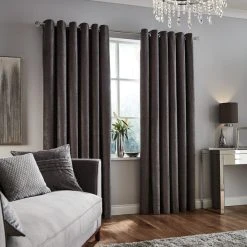 Luxury Collection Chenille Grey Eyelet Curtains 11 Luxury Collection Chenille Grey Eyelet Curtains -Dunelm Shop 30676936 alt03