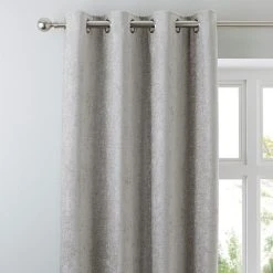 Luxury Collection Chenille Silver Eyelet Curtains