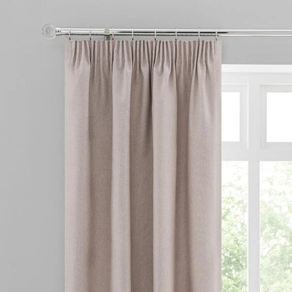 Dunelm Luna Brushed Pebble Blackout Pencil Pleat Curtains 3 Dunelm Luna Brushed Pebble Blackout Pencil Pleat Curtains