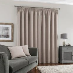 Dunelm Luna Brushed Pebble Blackout Pencil Pleat Curtains 11 Dunelm Luna Brushed Pebble Blackout Pencil Pleat Curtains -Dunelm Shop 30677054 alt04