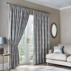Dunelm Zahra Silver Jacquard Pencil Pleat Curtains 9 Dunelm Zahra Silver Jacquard Pencil Pleat Curtains -Dunelm Shop 30677709 alt03