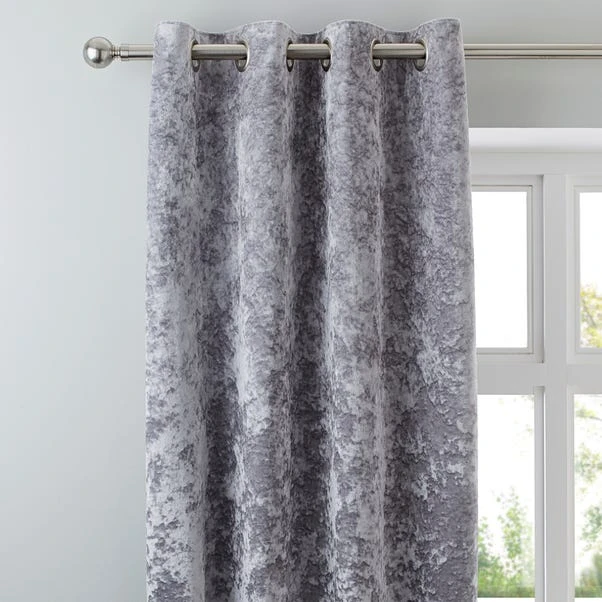 Dunelm Crushed Velour Silver Eyelet Curtains 3 Dunelm Crushed Velour Silver Eyelet Curtains